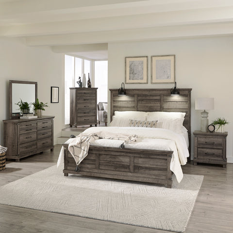 Lakeside Haven 903-BR-KPBDMCN King Panel Bed, Dresser & Mirror, Chest, Night Stand