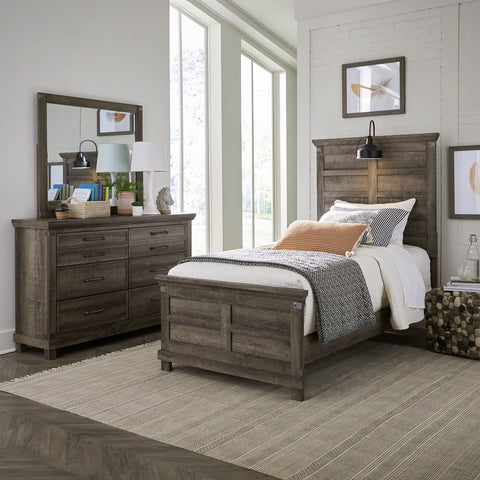 Lakeside Haven 903-BR-TPBDM Twin Panel Bed, Dresser & Mirror
