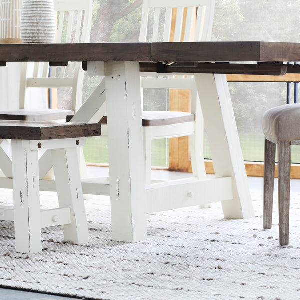 Chester Dining Table 78" Distressed White finish