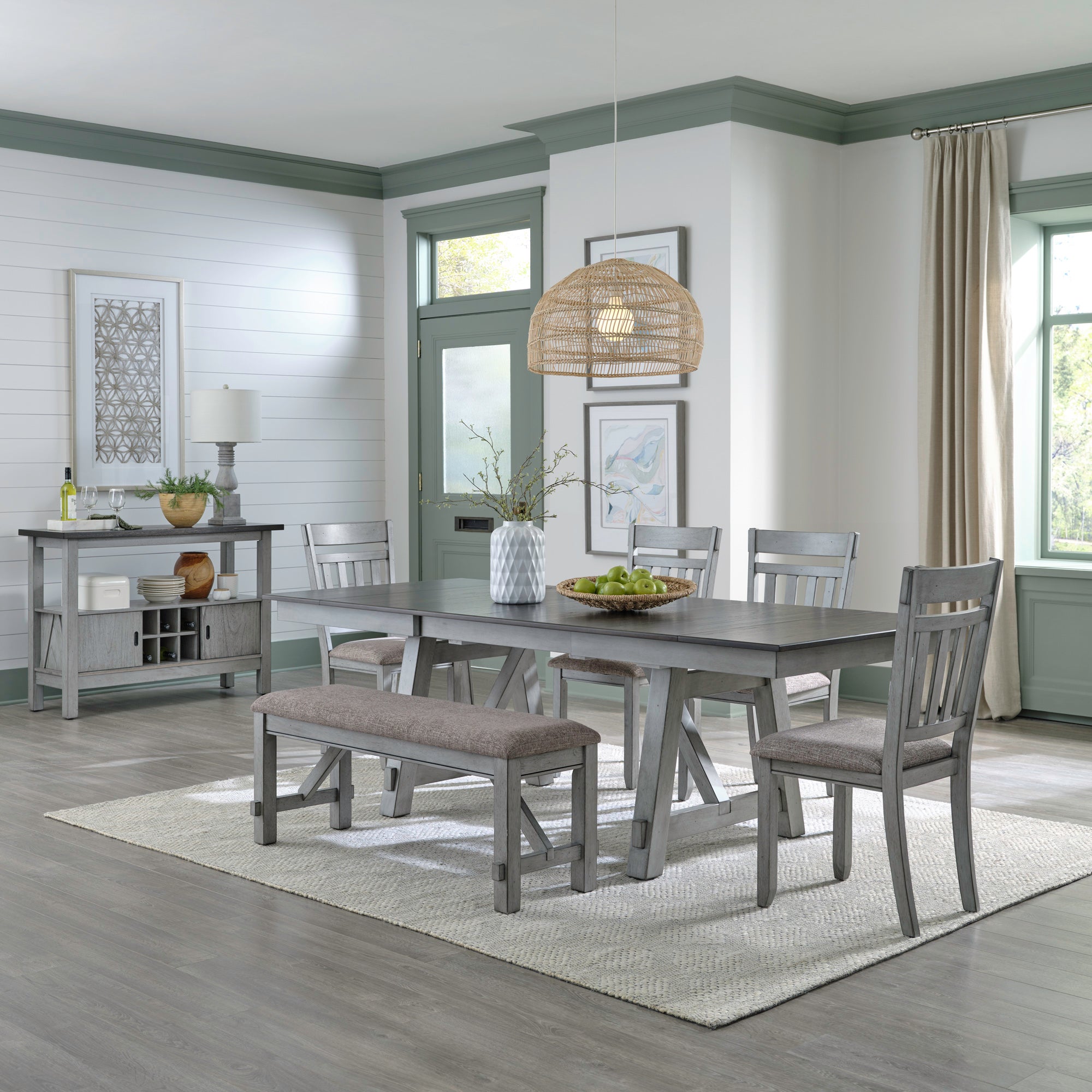 Newport 131-CD-6TRS 6 Piece Trestle Table Set