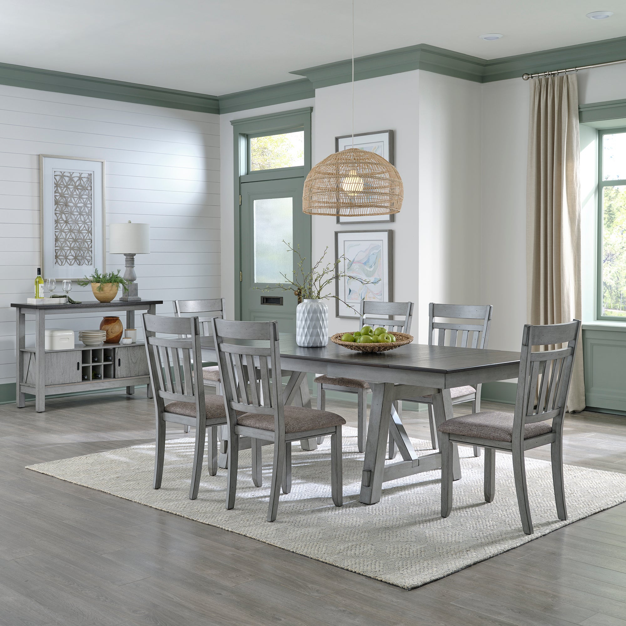 Newport 131-CD-7TRS 7 Piece Trestle Table Set