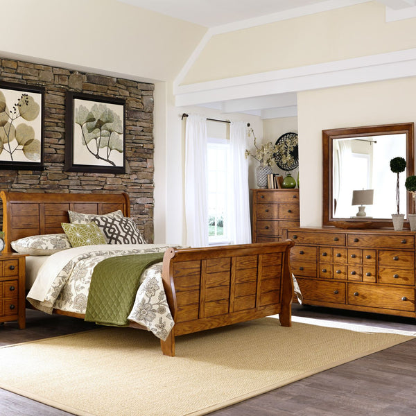King Sleigh Bed, Dresser & Mirror, Chest - 175-BR-KSLDMC