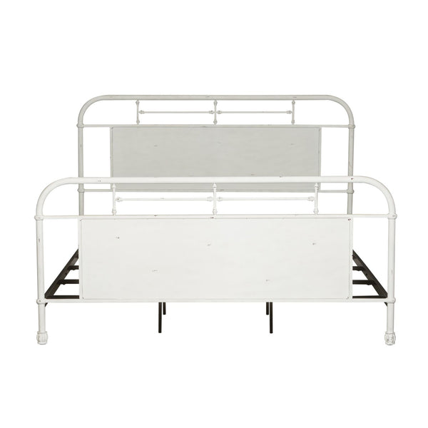 Queen Metal Bed - Antique White - 179-BR13HFR-AW