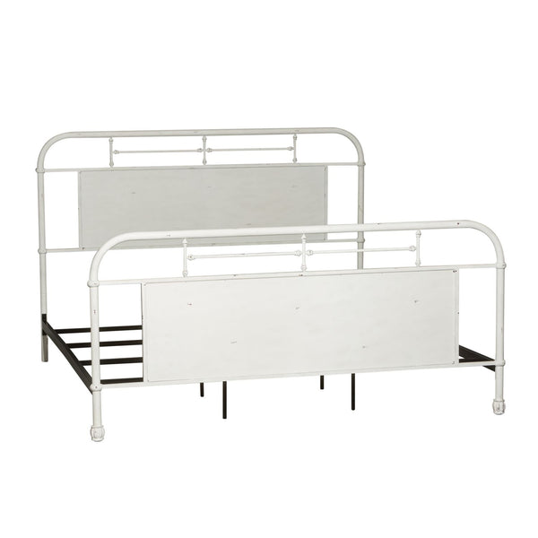 Queen Metal Bed - Antique White - 179-BR13HFR-AW