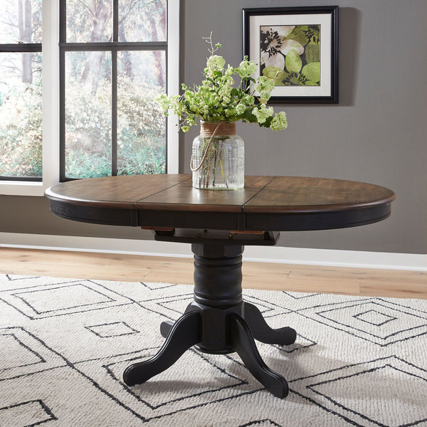 Carolina Crossing Pedestal Table Set- Black - 186B-CD-PED