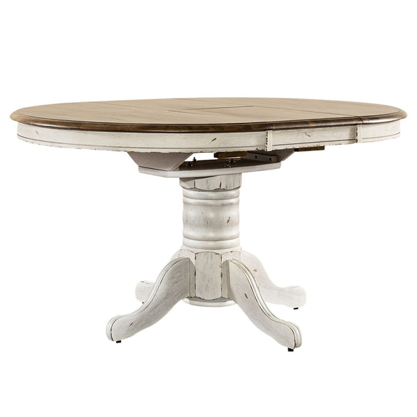 Carolina Crossing Pedestal Table Set- White - 186W-CD-PED