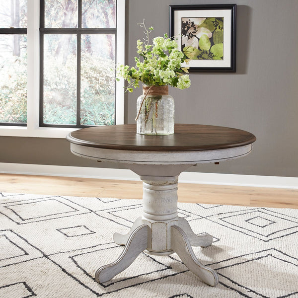 Carolina Crossing Pedestal Table Set- White - 186W-CD-PED