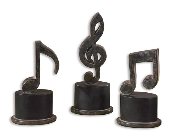 Uttermost Music Notes Metal Figurines, Set/3