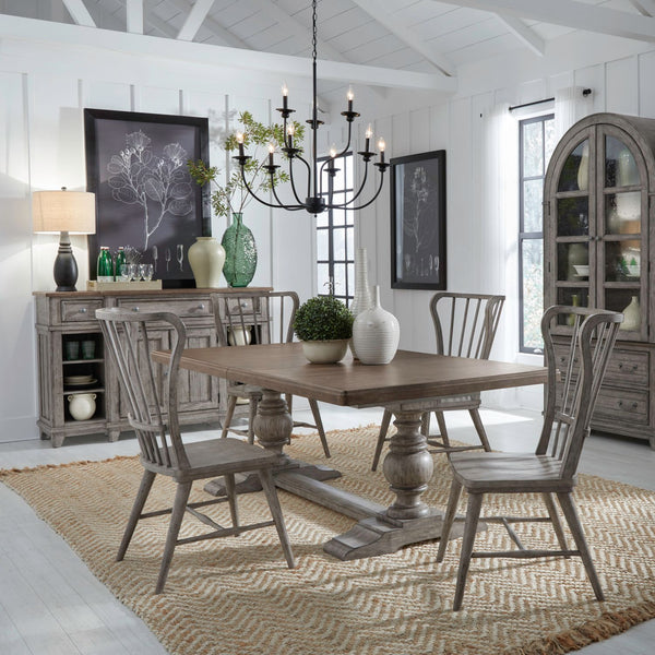 River Place 5 Piece Trestle Table Set - 237G-DR-5TRS