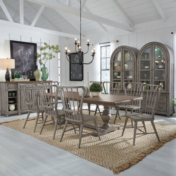 River Place 9 Piece Trestle Table Set - 237G-DR-9TRS