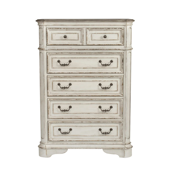 Magnolia Manor King California Upholstered Sleigh Bed, Dresser & Mirror, Chest - 244-BR-CKUSLDMC