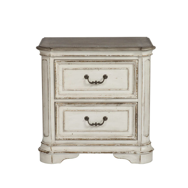 Magnolia Manor King California Upholstered Sleigh Bed, Dresser & Mirror, Night Stand - 244-BR-CKUSLDMN