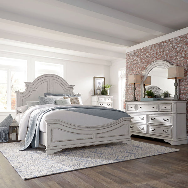 Magnolia Manor King Panel Bed, Dresser & Mirror, Chest - 244-BR-KPBDMC