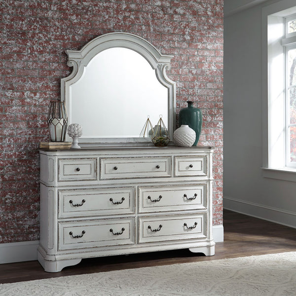 Magnolia Manor King Panel Bed, Dresser & Mirror, Chest, Night Stand - 244-BR-KPBDMCN