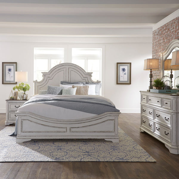 Magnolia Manor Queen Panel Bed, Dresser & Mirror, Night Stand - 244-BR-QPBDMN