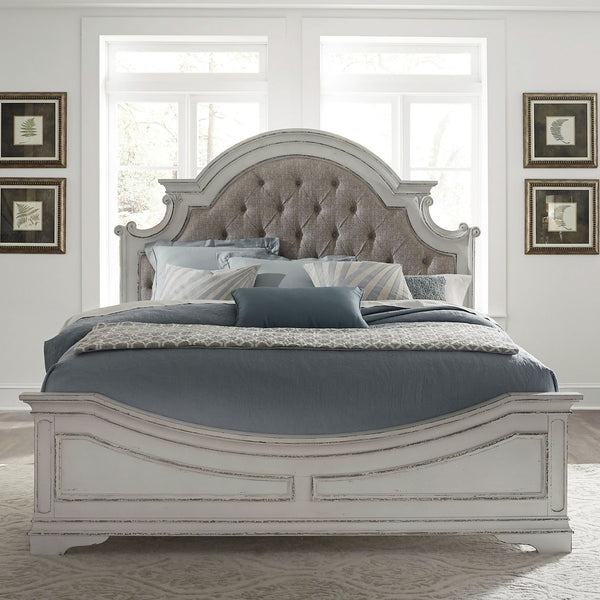 Magnolia Manor Queen Uph Bed, Dresser & Mirror, Chest, Night Stand - 244-BR-QUBDMCN