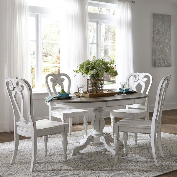 Magnolia Manor 5 Piece Pedestal Table Set - 244-DR-5PDS