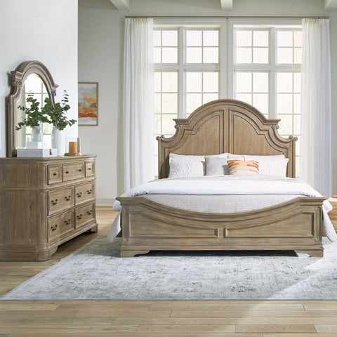 Magnolia Manor King Panel Bed, Dresser & Mirror