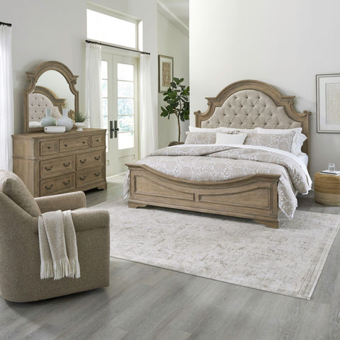 Magnolia Manor Queen Uph Bed, Dresser & Mirror