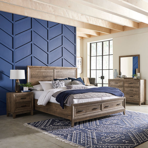 Ridgecrest King Storage Bed, Dresser & Mirror, Night Stand - 384-BR-KSBDMN