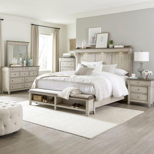 Ivy Hollow King Mantle Storage Bed, Dresser & Mirror, Chest, Night Stand - 457-BR-KMSDMCN