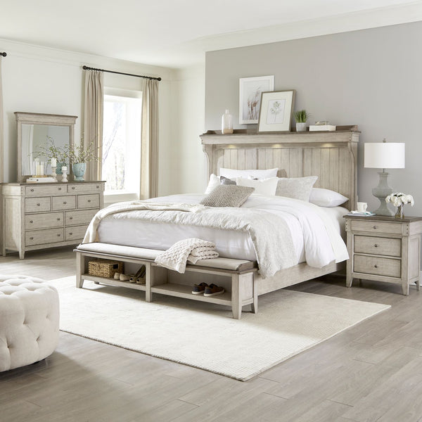 Ivy Hollow Queen Mantle Storage Bed, Dresser & Mirror, Night Stand - 457-BR-QMSDMN