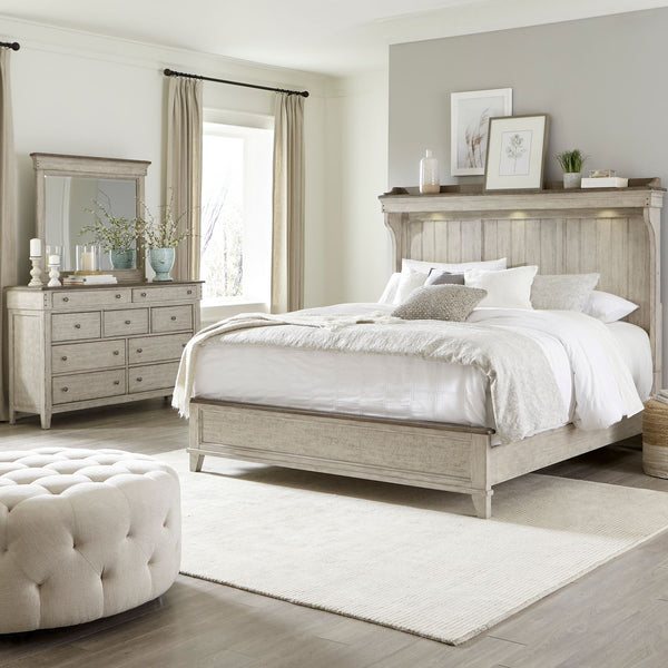 Ivy Hollow Queen Mantle Bed, Dresser & Mirror - 457-BR-QMTDM