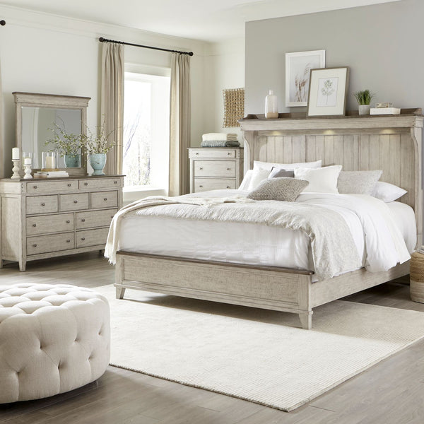Ivy Hollow Queen Mantle Bed, Dresser & Mirror, Chest - 457-BR-QMTDMC