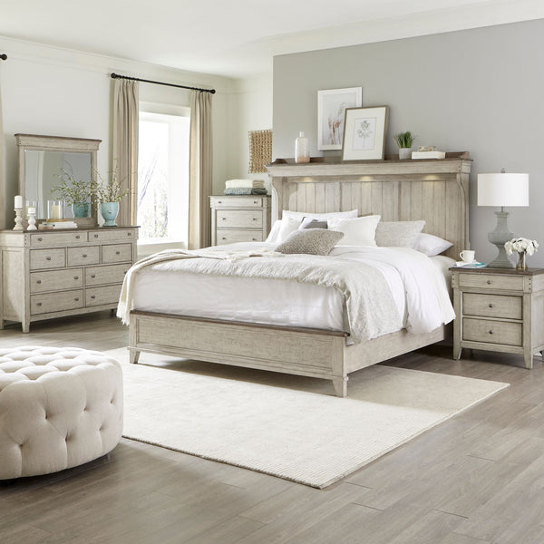 Ivy Hollow Queen Mantle Bed, Dresser & Mirror, Chest, Night Stand - 457-BR-QMTDMCN