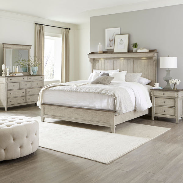 Ivy Hollow Queen Mantle Bed, Dresser & Mirror, Night Stand - 457-BR-QMTDMN