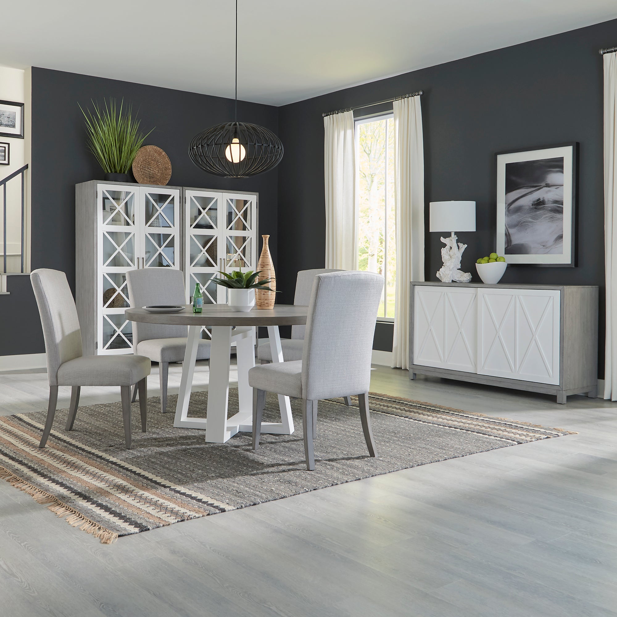 Palmetto Heights 499-DR-5PDS 5 Piece Pedestal Table Set