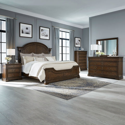 Arden Road King Poster Bed, Dresser & Mirror, Chest, Night Stand