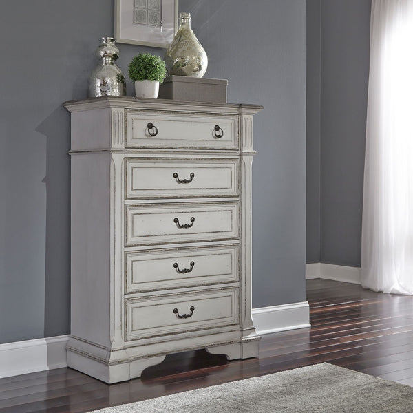 Abbey Park King California Sleigh Bed, Dresser & Mirror, Chest - 520-BR-CSLDMC
