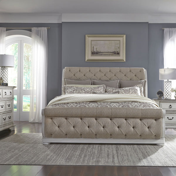 Abbey Park King Uph Sleigh Bed, Dresser & Mirror, Night Stand - 520-BR-KUSLDMN