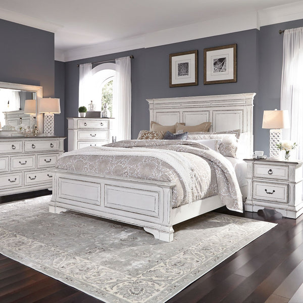 Abbey Park Queen Panel Bed, Dresser & Mirror, Chest, Night Stand - 520-BR-QPBDMCN