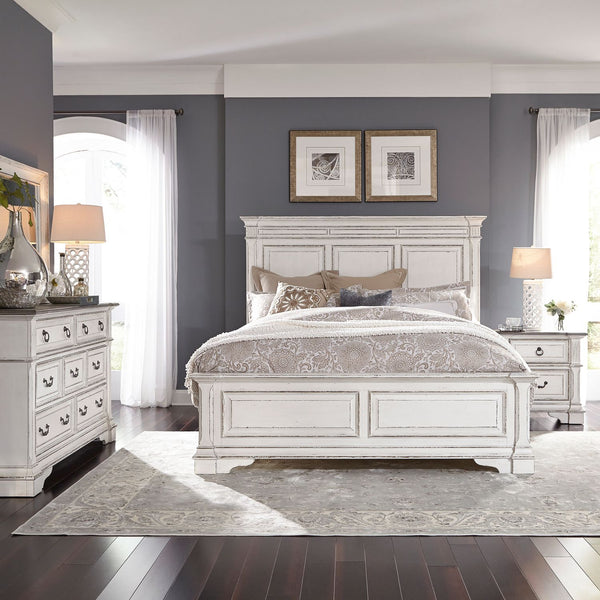 Abbey Park Queen Panel Bed, Dresser & Mirror, Night Stand - 520-BR-QPBDMN