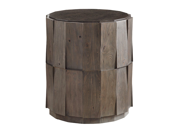 Everett Round Travertine End Table
