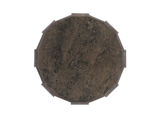 Everett Round Travertine End Table