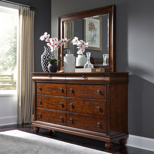 Rustic Traditions King California Sleigh Bed, Dresser & Mirror, Night Stand - 589-BR-KCSDMN