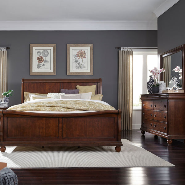 Rustic Traditions Queen Sleigh Bed, Dresser & Mirror - 589-BR-QSLDM