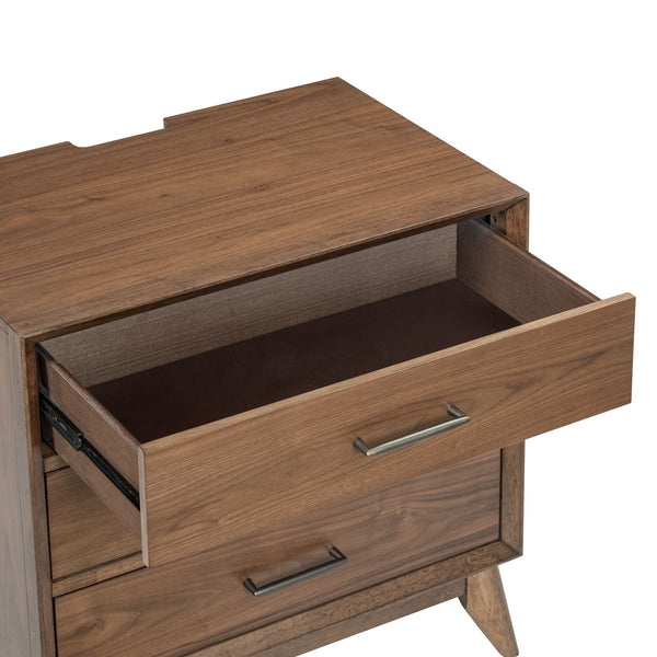 Century Modern Nightstand w/ Charging Station - 604-BR61