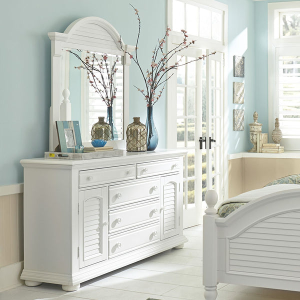Summer House I King Panel Bed, Dresser & Mirror, Night Stand - 607-BR-KPBDMN