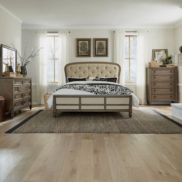 Americana Farmhouse King Shelter Bed, Dresser & Mirror, Chest - 615-BR-KSHDMC