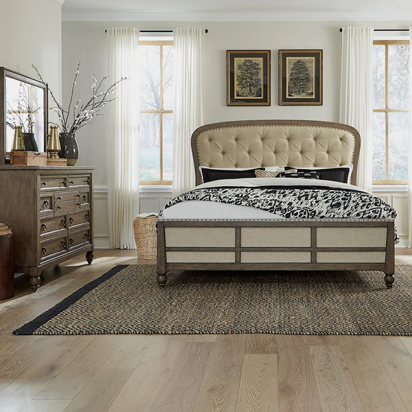 Americana Farmhouse Queen Shelter Bed, Dresser & Mirror - 615-BR-QSHDM