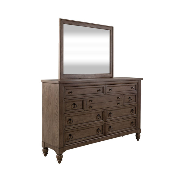 Americana Farmhouse Queen Sleigh Bed, Dresser & Mirror, N/S - 615-BR-QSLDMN