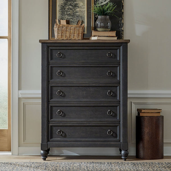 Americana Farmhouse 5 Drawer Chest - Black - 615-BR41-B