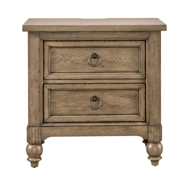Americana Farmhouse 2 Drawer Night Stand w/ Charging Station - 615-BR61