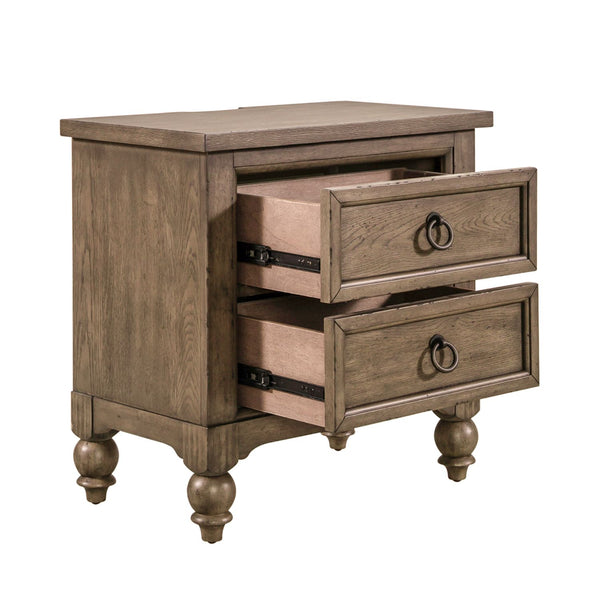 Americana Farmhouse 2 Drawer Night Stand w/ Charging Station - 615-BR61