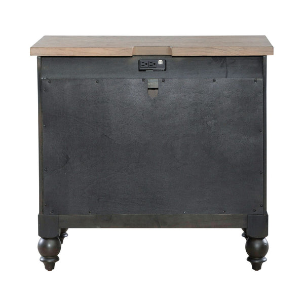 Americana Farmhouse Bedside Chest w/ Charging Station - Black - 615-BR62-B