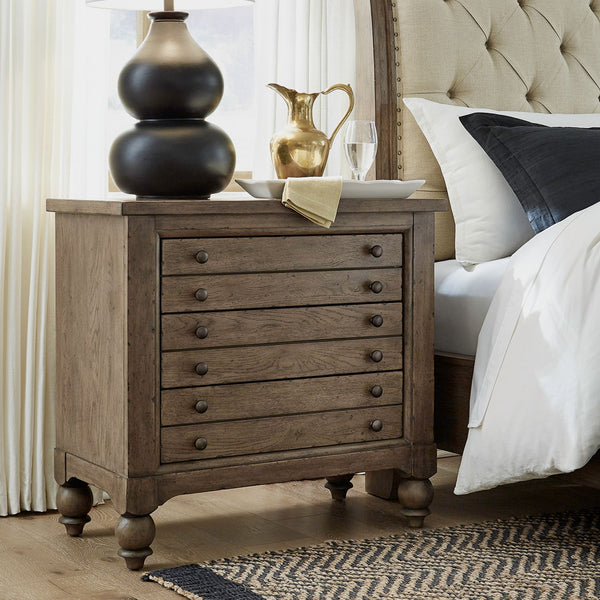Americana Farmhouse Bedside Chest w/ Charging Station - 615-BR62